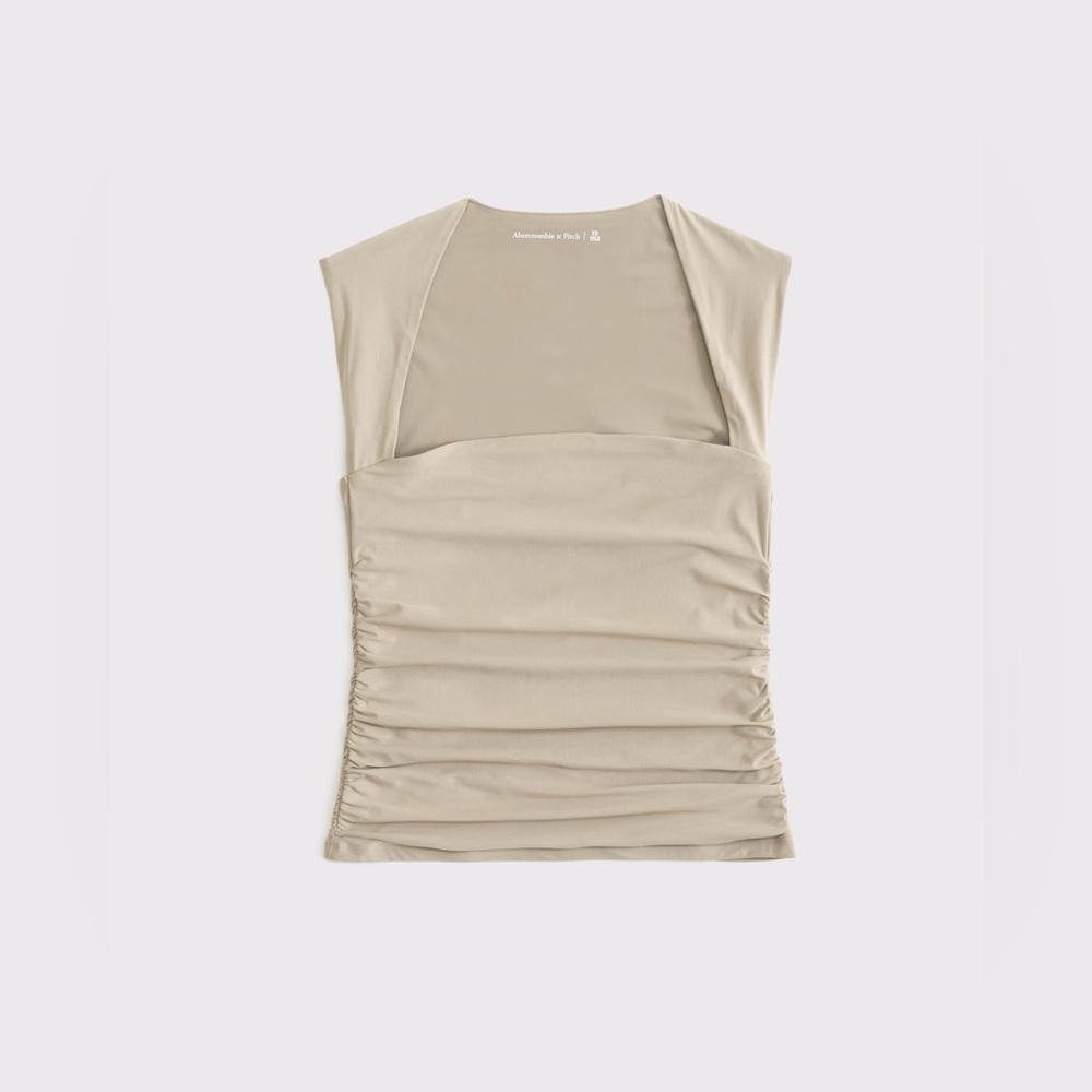 Abercrombie & Fitch Ava Soft Matte Seamless Top in Beige, size M - Picture 6 of 9